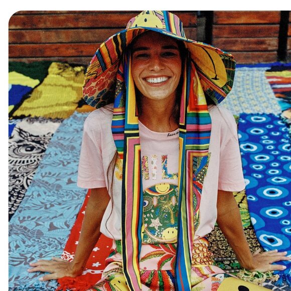 FARM Rio Mixed Scarves Smiley Hat Statement Piece Fun Maximalist Dopamine main image 16